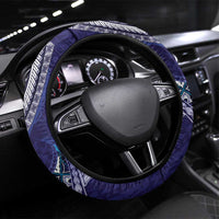 Samoan Siapo Art Tattoo Polynesian Pattern Steering Wheel Cover Navy Color - Polynesian Pride