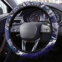 Samoan Siapo Art Tattoo Polynesian Pattern Steering Wheel Cover Navy Color - Polynesian Pride