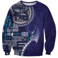 Samoan Siapo Art Tattoo Polynesian Pattern Sweatshirt Navy Color - Polynesian Pride