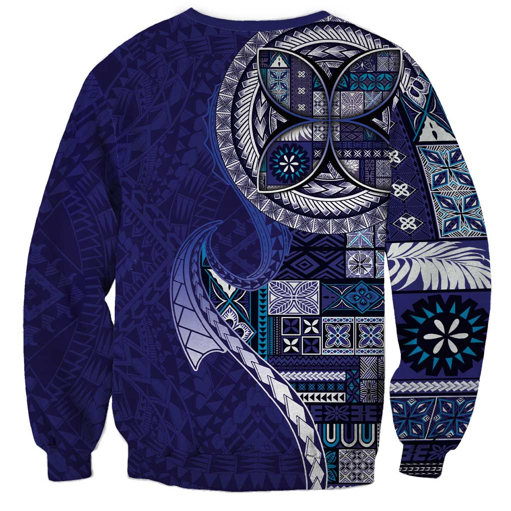 Samoan Siapo Art Tattoo Polynesian Pattern Sweatshirt Navy Color - Polynesian Pride