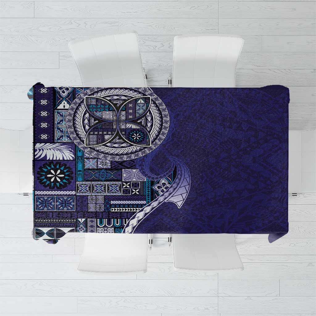 Samoan Siapo Art Tattoo Polynesian Pattern Tablecloth Navy Color - Polynesian Pride