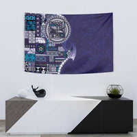 Samoan Siapo Art Tattoo Polynesian Pattern Tapestry Navy Color - Polynesian Pride