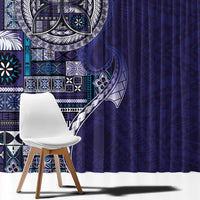 Samoan Siapo Art Tattoo Polynesian Pattern Window Curtain Navy Color - Polynesian Pride