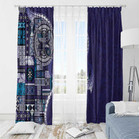 Samoan Siapo Art Tattoo Polynesian Pattern Window Curtain Navy Color - Polynesian Pride