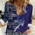 Samoan Siapo Art Tattoo Polynesian Pattern Women Casual Shirt Navy Color - Polynesian Pride