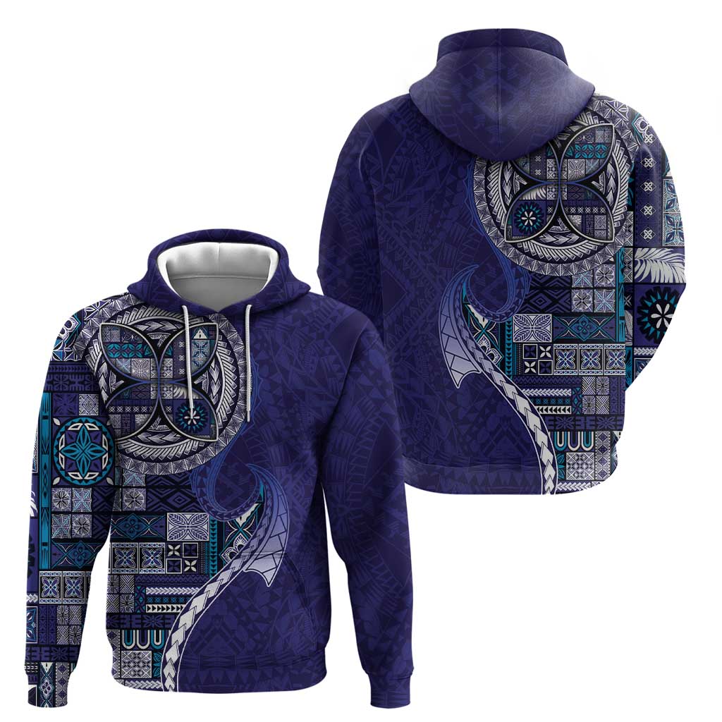 Samoan Siapo Art Tattoo Polynesian Pattern Zip Hoodie Navy Color - Polynesian Pride