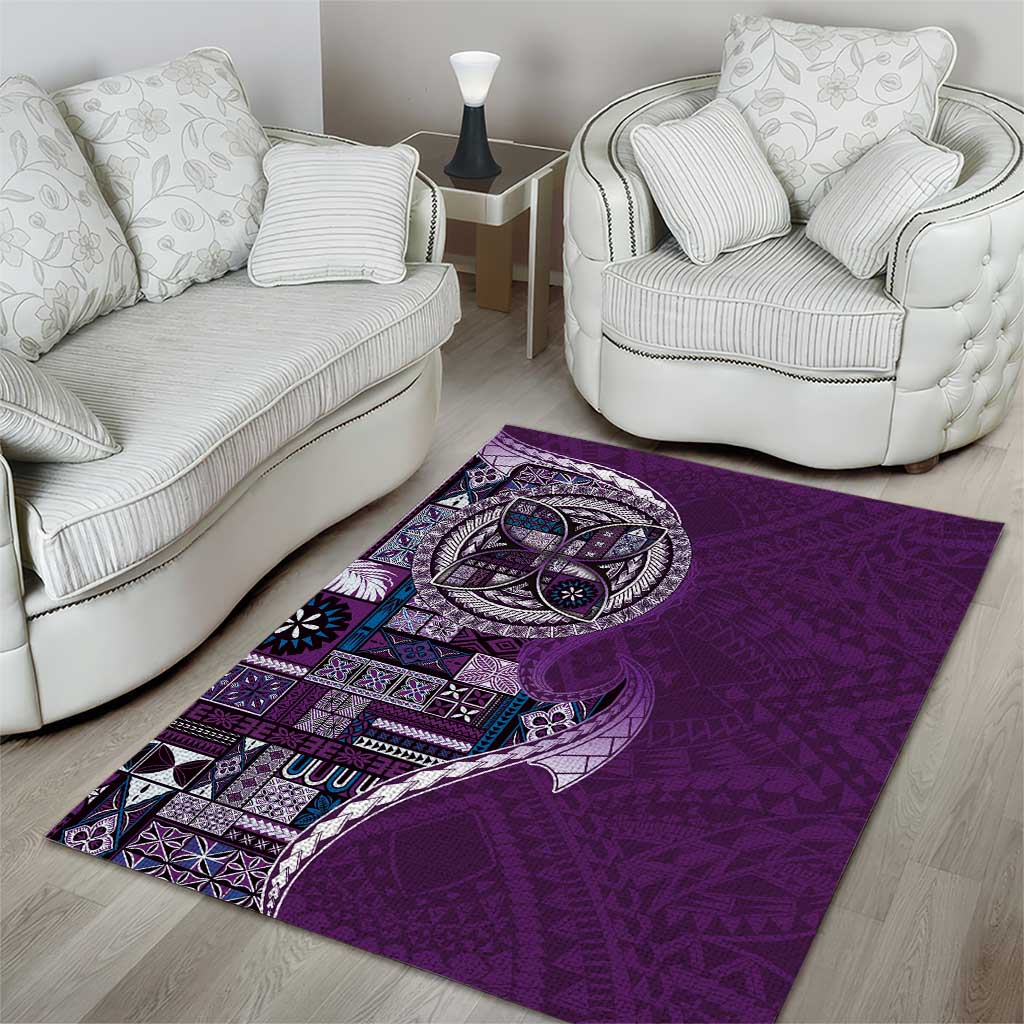 Samoan Siapo Art Tattoo Polynesian Pattern Area Rug Purple Color - Polynesian Pride