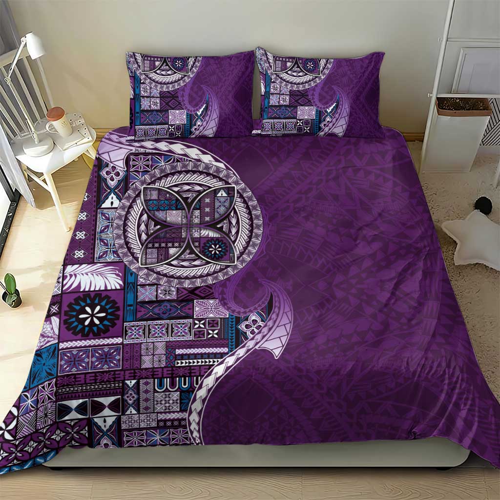 Samoan Siapo Art Tattoo Polynesian Pattern Bedding Set Purple Color - Polynesian Pride