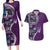 Samoan Siapo Art Tattoo Polynesian Pattern Couples Matching Long Sleeve Bodycon Dress and Hawaiian Shirt Purple Color - Polynesian Pride