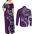 Samoan Siapo Art Tattoo Polynesian Pattern Couples Matching Off Shoulder Maxi Dress and Long Sleeve Button Shirt Purple Color - Polynesian Pride