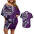 Samoan Siapo Art Tattoo Polynesian Pattern Couples Matching Off Shoulder Short Dress and Hawaiian Shirt Purple Color - Polynesian Pride