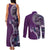Samoan Siapo Art Tattoo Polynesian Pattern Couples Matching Tank Maxi Dress and Long Sleeve Button Shirt Purple Color - Polynesian Pride