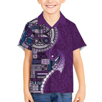 Samoan Siapo Art Tattoo Polynesian Pattern Kid Hawaiian Shirt Purple Color - Polynesian Pride