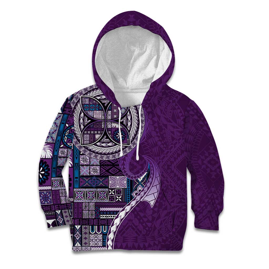 Samoan Siapo Art Tattoo Polynesian Pattern Kid Hoodie Purple Color - Polynesian Pride