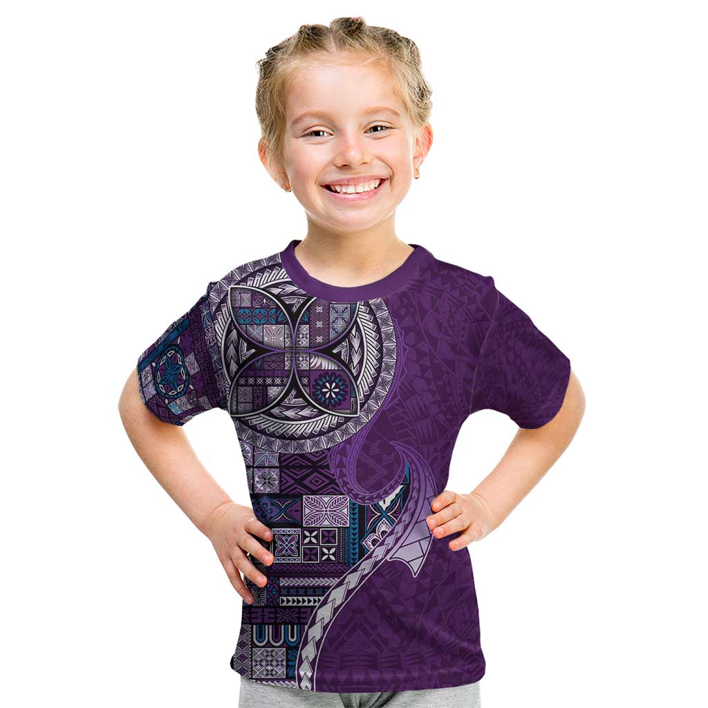 Samoan Siapo Art Tattoo Polynesian Pattern Kid T Shirt Purple Color - Polynesian Pride