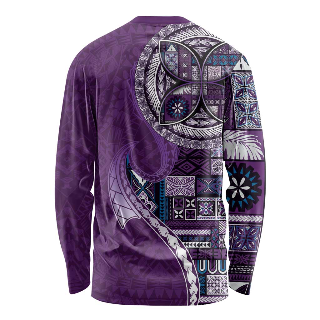 Samoan Siapo Art Tattoo Polynesian Pattern Long Sleeve Shirt Purple Color - Polynesian Pride