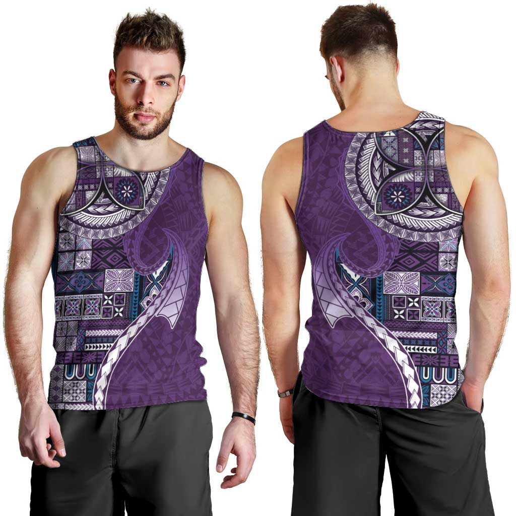 Samoan Siapo Art Tattoo Polynesian Pattern Men Tank Top Purple Color - Polynesian Pride