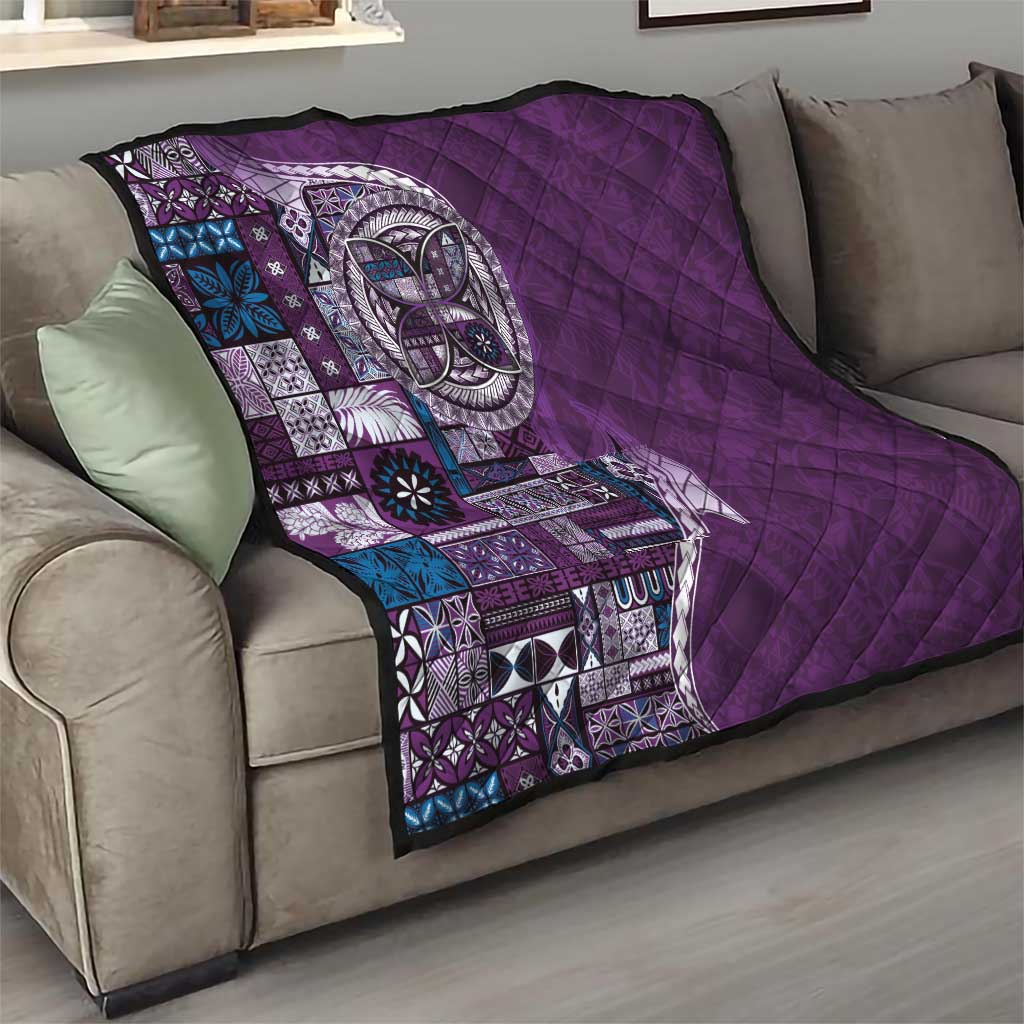 Samoan Siapo Art Tattoo Polynesian Pattern Quilt Purple Color - Polynesian Pride