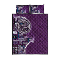 Samoan Siapo Art Tattoo Polynesian Pattern Quilt Bed Set Purple Color - Polynesian Pride