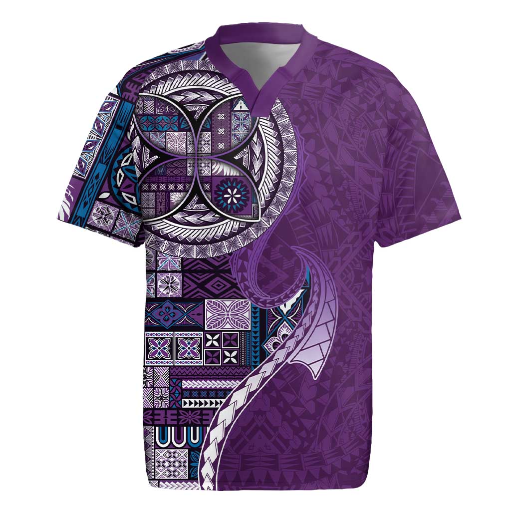 Samoan Siapo Art Tattoo Polynesian Pattern Rugby Jersey Purple Color - Polynesian Pride