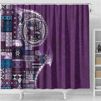 Samoan Siapo Art Tattoo Polynesian Pattern Shower Curtain Purple Color - Polynesian Pride