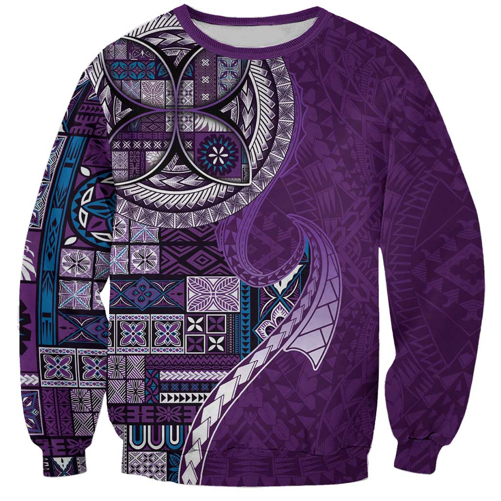 Samoan Siapo Art Tattoo Polynesian Pattern Sweatshirt Purple Color - Polynesian Pride