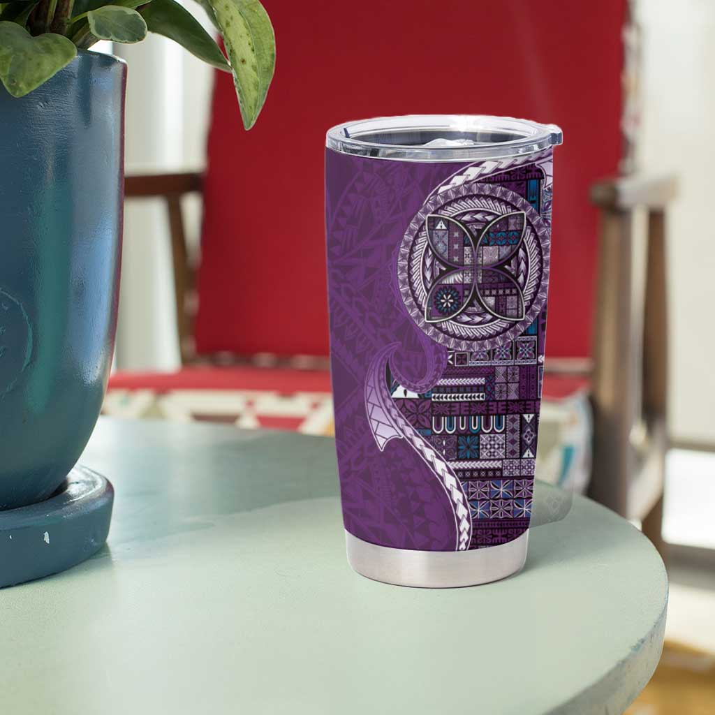 Samoan Siapo Art Tattoo Polynesian Pattern Tumbler Cup Purple Color - Polynesian Pride