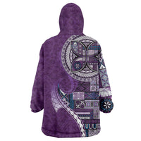 Samoan Siapo Art Tattoo Polynesian Pattern Wearable Blanket Hoodie Purple Color - Polynesian Pride