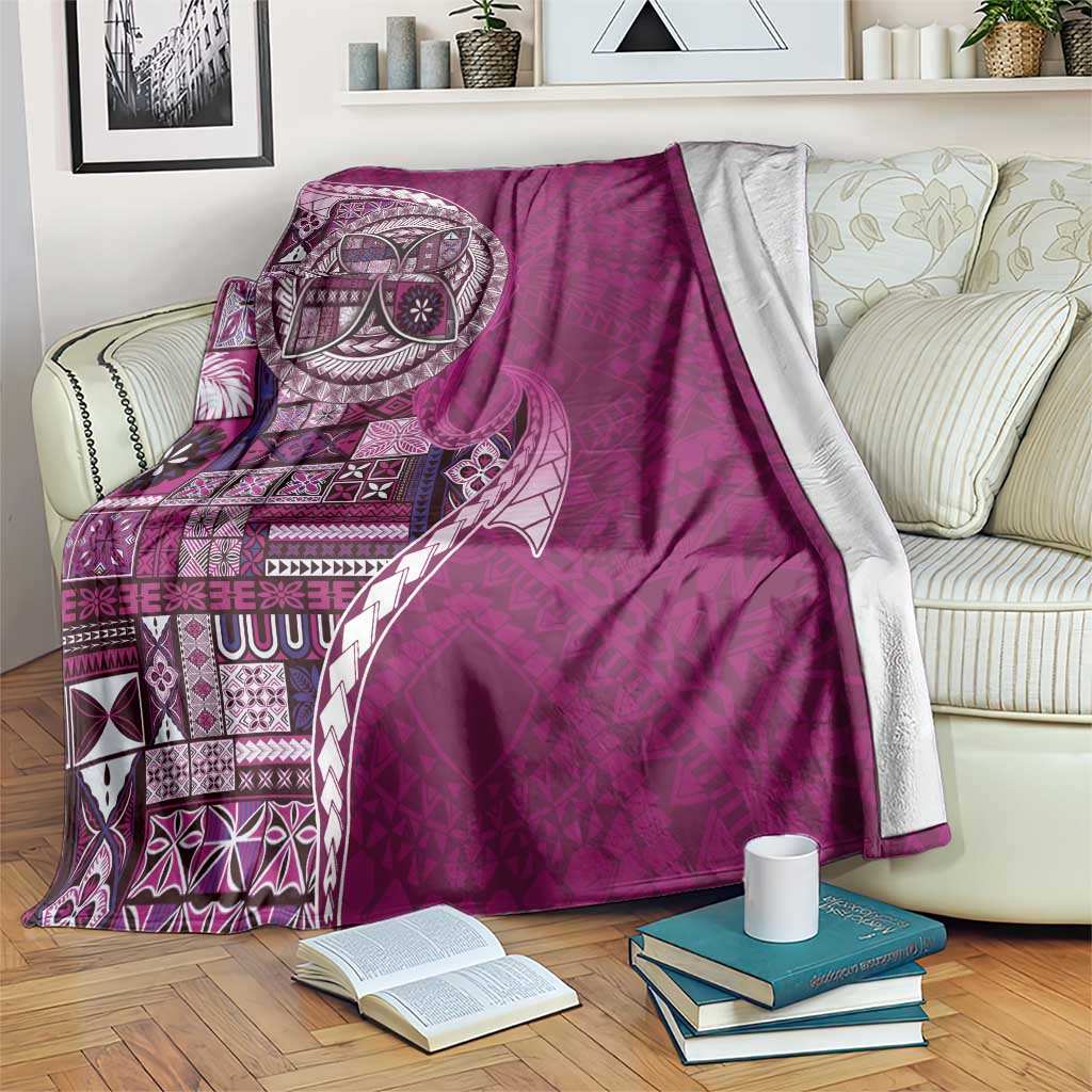Samoan Siapo Art Tattoo Polynesian Pattern Blanket Pink Color - Polynesian Pride