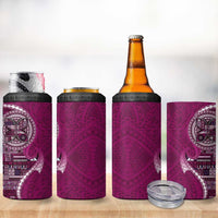 Samoan Siapo Art Tattoo Polynesian Pattern 4 in 1 Can Cooler Tumbler Pink Color - Polynesian Pride