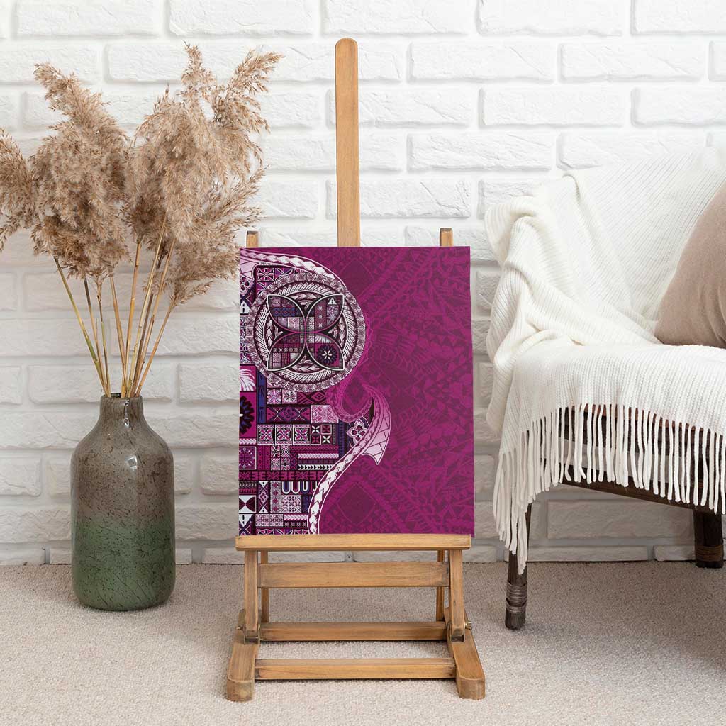 Samoan Siapo Art Tattoo Polynesian Pattern Canvas Wall Art Pink Color - Polynesian Pride
