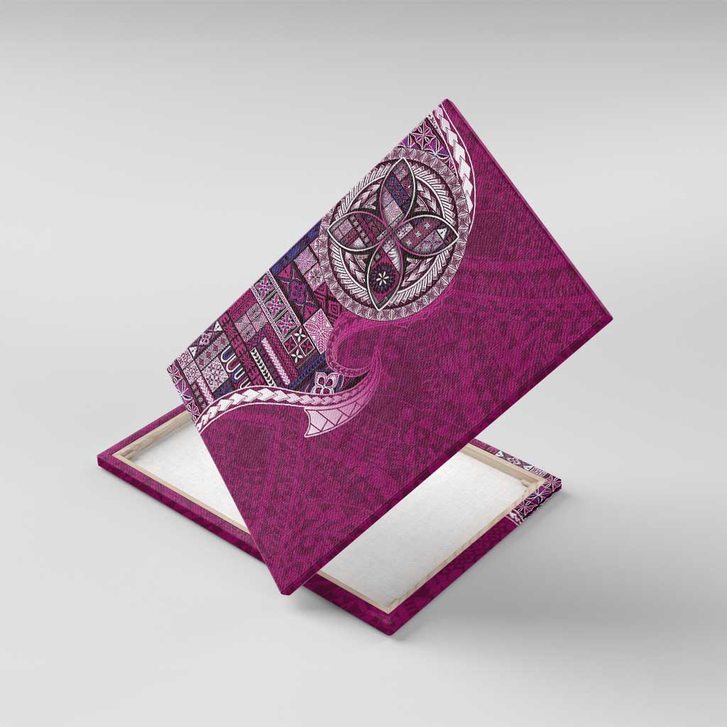 Samoan Siapo Art Tattoo Polynesian Pattern Canvas Wall Art Pink Color - Polynesian Pride