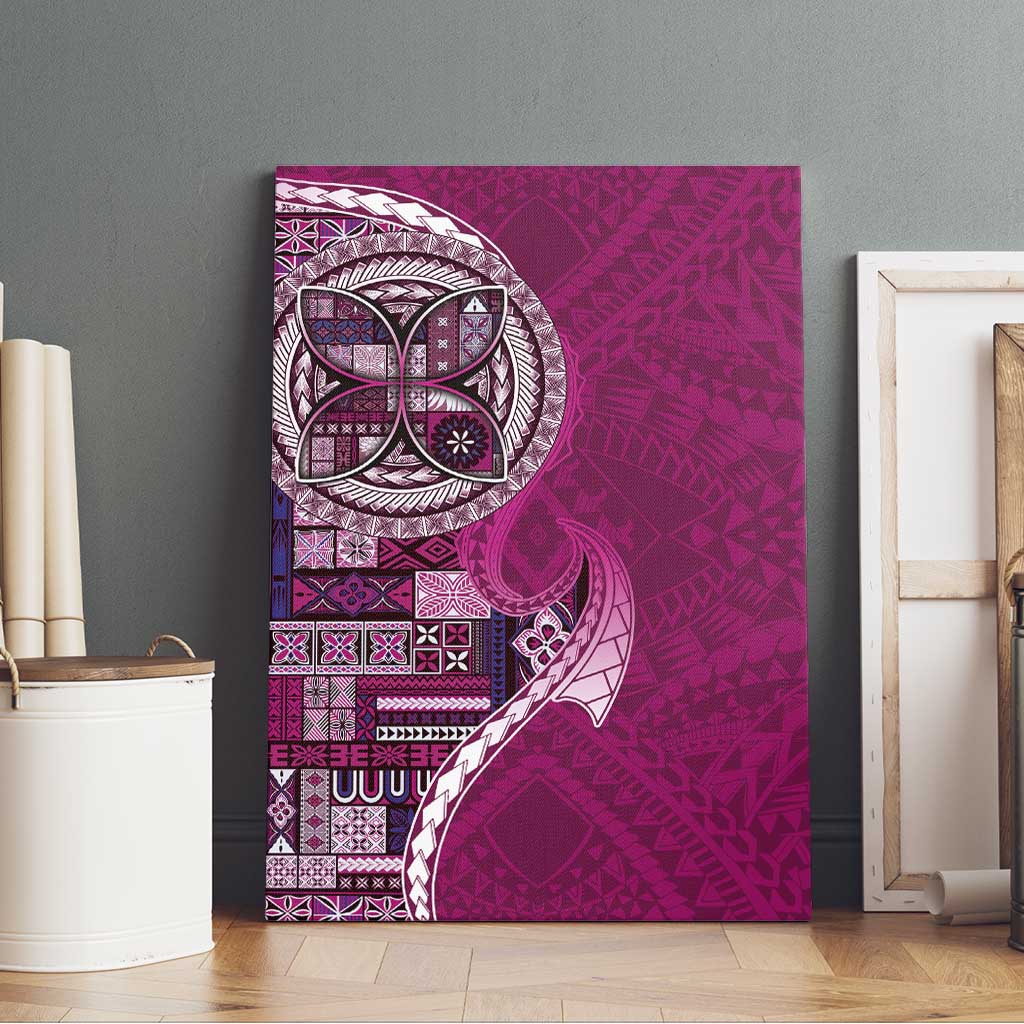 Samoan Siapo Art Tattoo Polynesian Pattern Canvas Wall Art Pink Color - Polynesian Pride