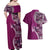 Samoan Siapo Art Tattoo Polynesian Pattern Couples Matching Off Shoulder Maxi Dress and Hawaiian Shirt Pink Color - Polynesian Pride