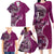 Samoan Siapo Art Tattoo Polynesian Pattern Family Matching Long Sleeve Bodycon Dress and Hawaiian Shirt Pink Color - Polynesian Pride