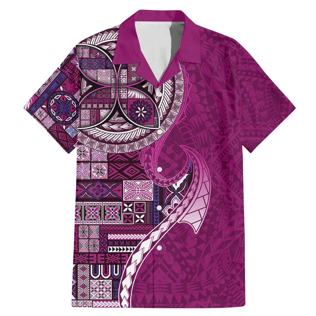 Samoan Siapo Art Tattoo Polynesian Pattern Family Matching Mermaid Dress and Hawaiian Shirt Pink Color - Polynesian Pride