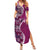 Samoan Siapo Art Tattoo Polynesian Pattern Family Matching Summer Maxi Dress and Hawaiian Shirt Pink Color - Polynesian Pride