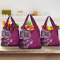 Samoan Siapo Art Tattoo Polynesian Pattern Grocery Bag Pink Color - Polynesian Pride