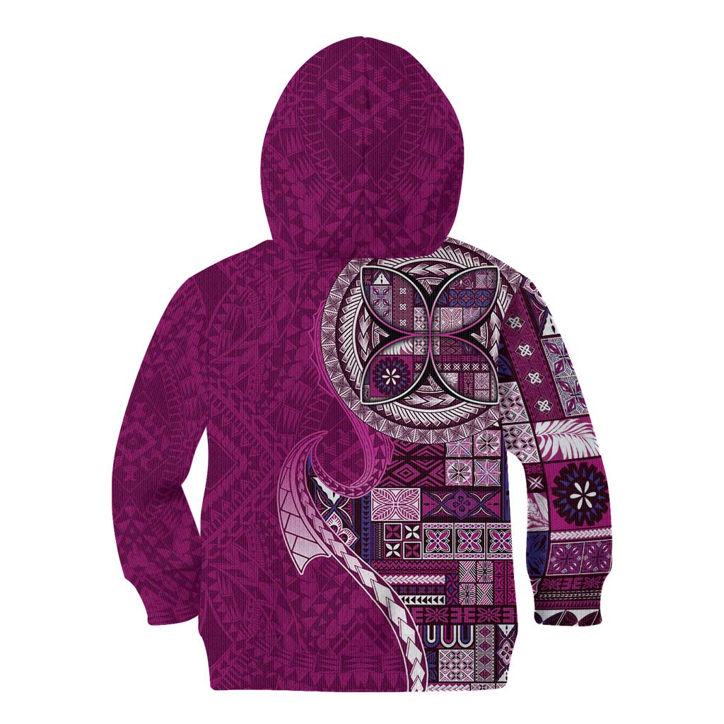 Samoan Siapo Art Tattoo Polynesian Pattern Kid Hoodie Pink Color - Polynesian Pride