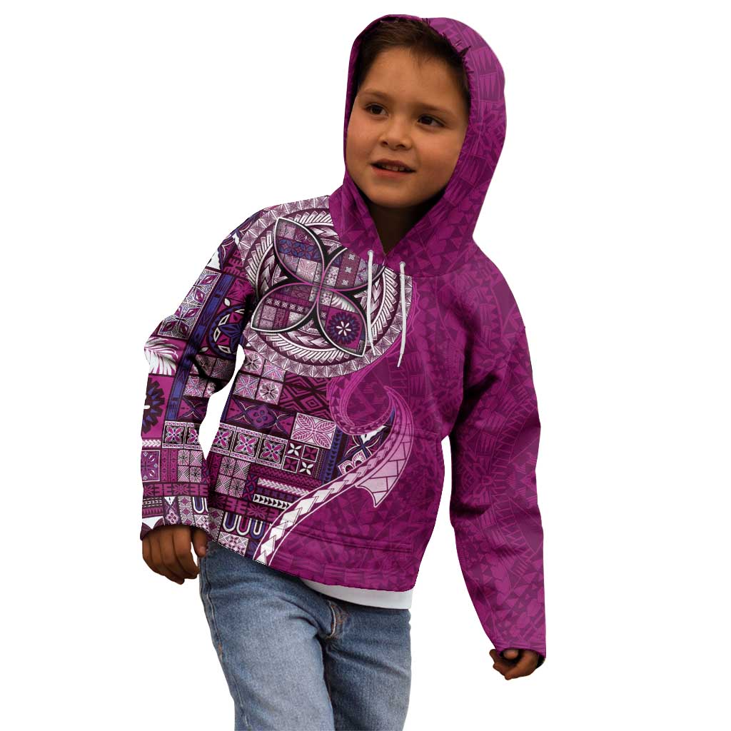 Samoan Siapo Art Tattoo Polynesian Pattern Kid Hoodie Pink Color - Polynesian Pride