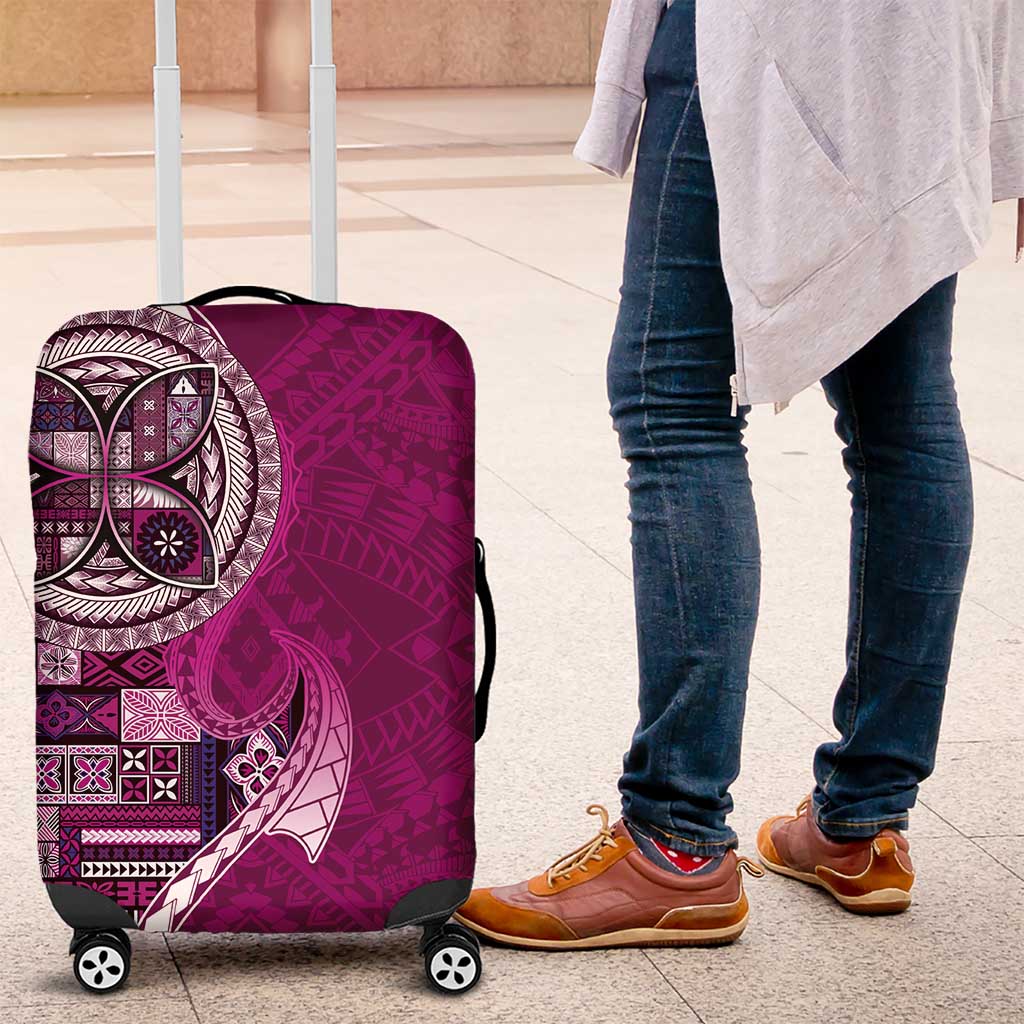 Samoan Siapo Art Tattoo Polynesian Pattern Luggage Cover Pink Color - Polynesian Pride