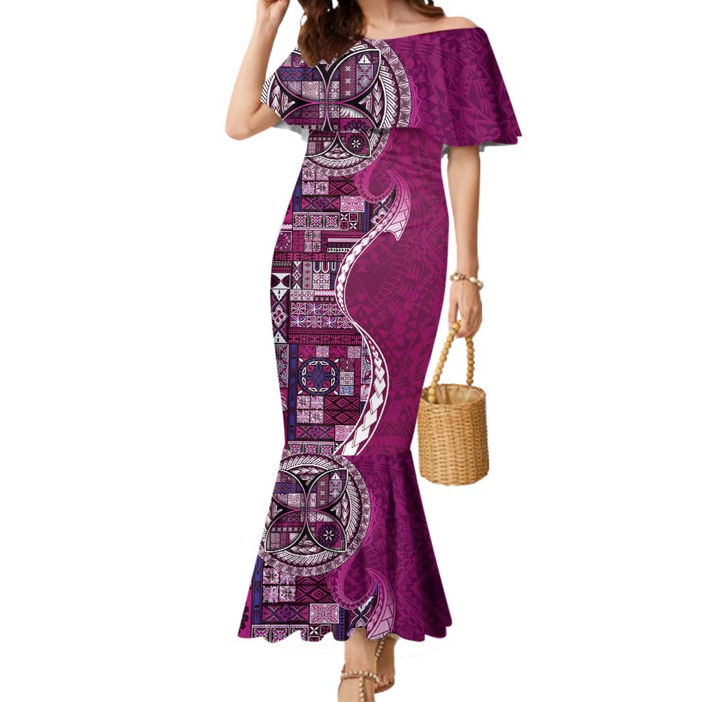 Samoan Siapo Art Tattoo Polynesian Pattern Mermaid Dress Pink Color - Polynesian Pride