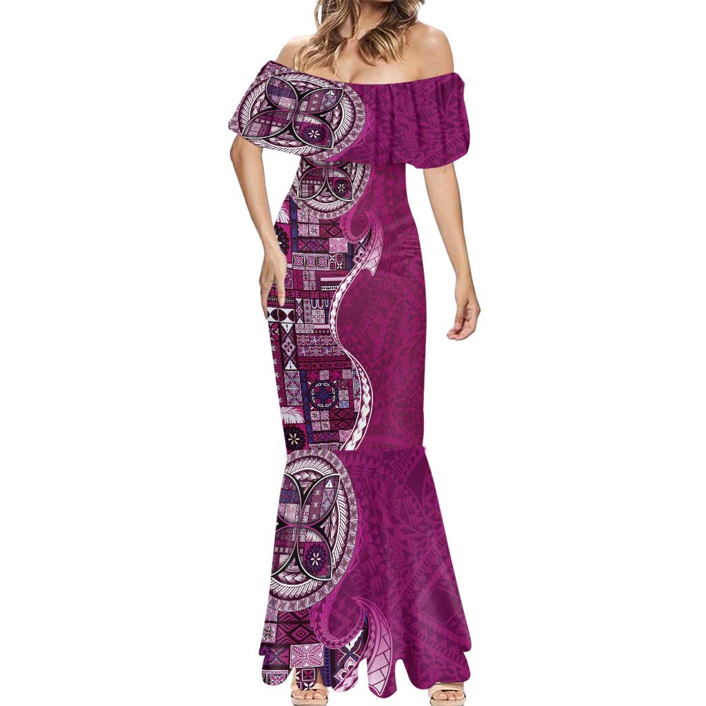 Samoan Siapo Art Tattoo Polynesian Pattern Mermaid Dress Pink Color - Polynesian Pride