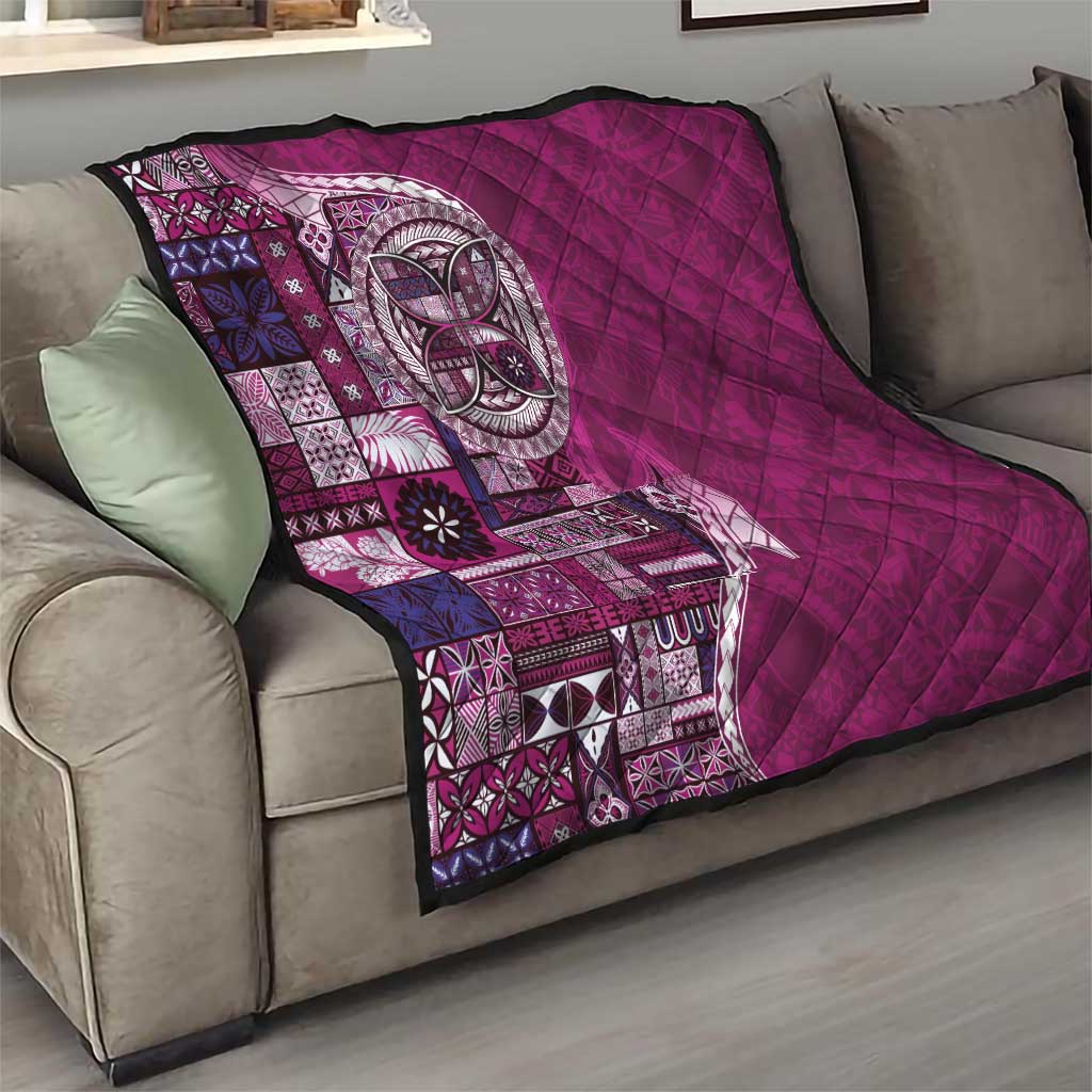 Samoan Siapo Art Tattoo Polynesian Pattern Quilt Pink Color - Polynesian Pride