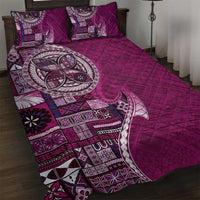 Samoan Siapo Art Tattoo Polynesian Pattern Quilt Bed Set Pink Color - Polynesian Pride