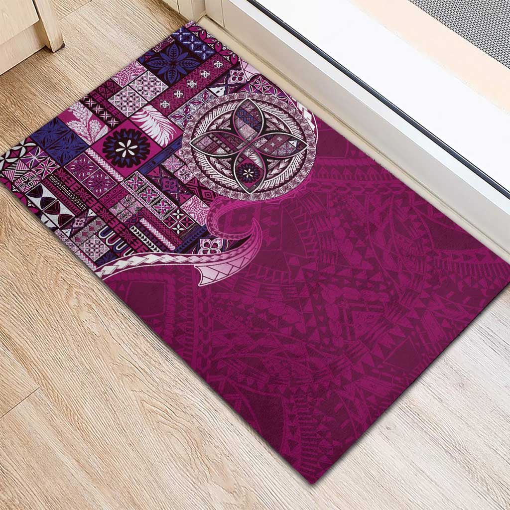 Samoan Siapo Art Tattoo Polynesian Pattern Rubber Doormat Pink Color - Polynesian Pride