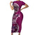 Samoan Siapo Art Tattoo Polynesian Pattern Short Sleeve Bodycon Dress Pink Color - Polynesian Pride