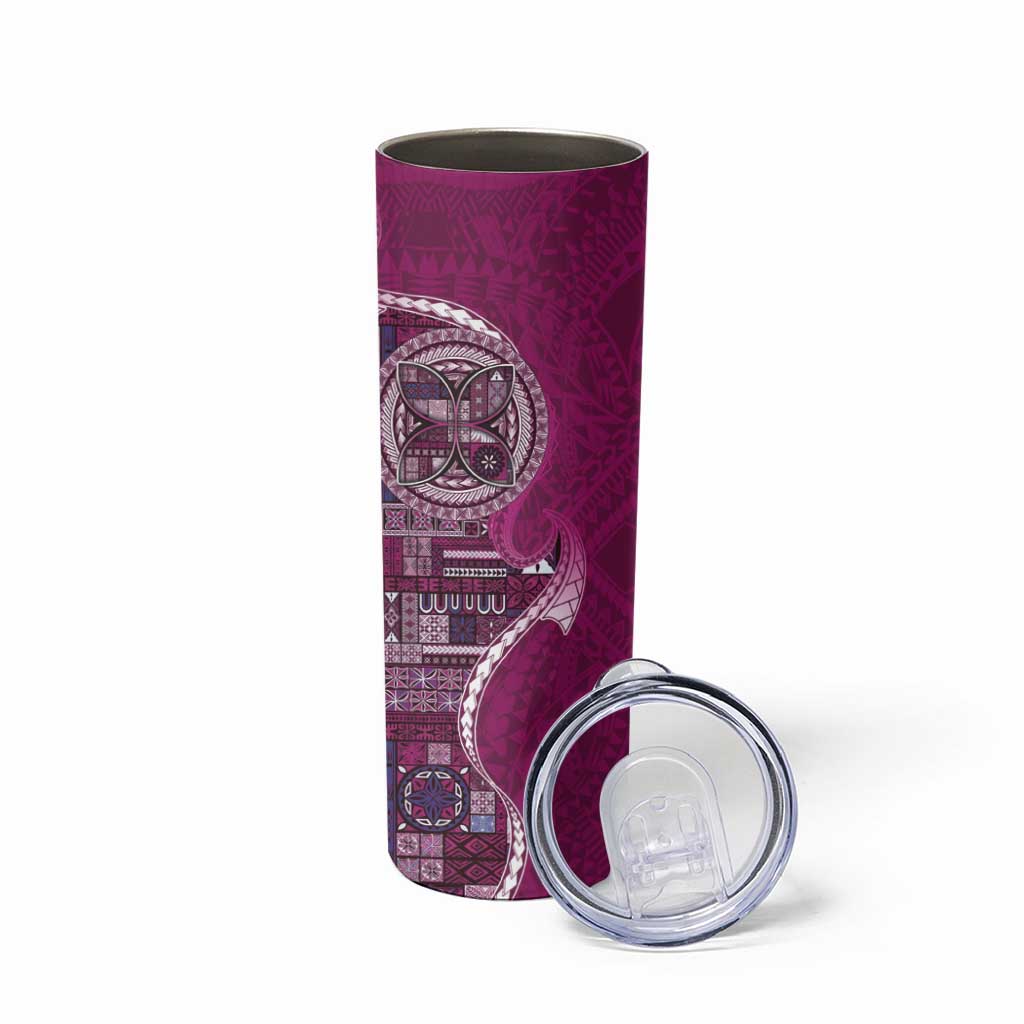 Samoan Siapo Art Tattoo Polynesian Pattern Skinny Tumbler Pink Color - Polynesian Pride