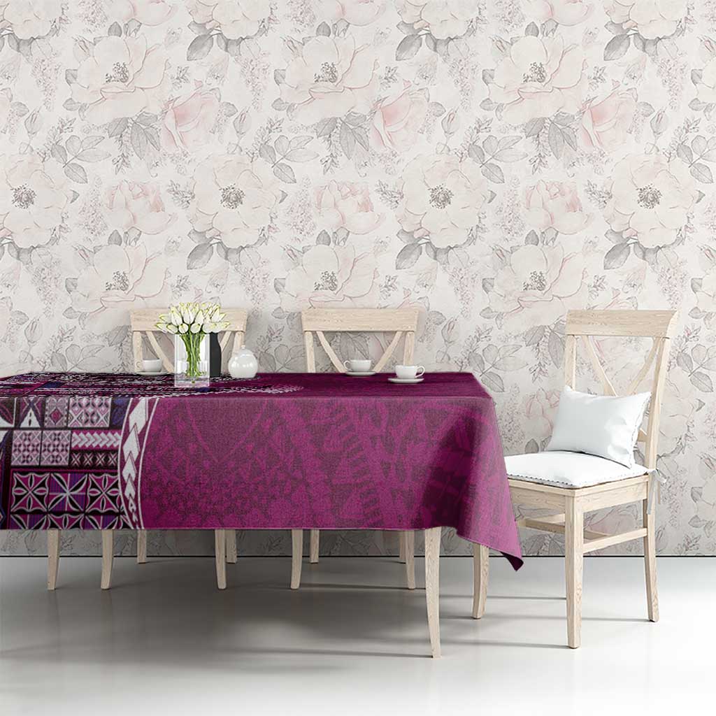 Samoan Siapo Art Tattoo Polynesian Pattern Tablecloth Pink Color - Polynesian Pride