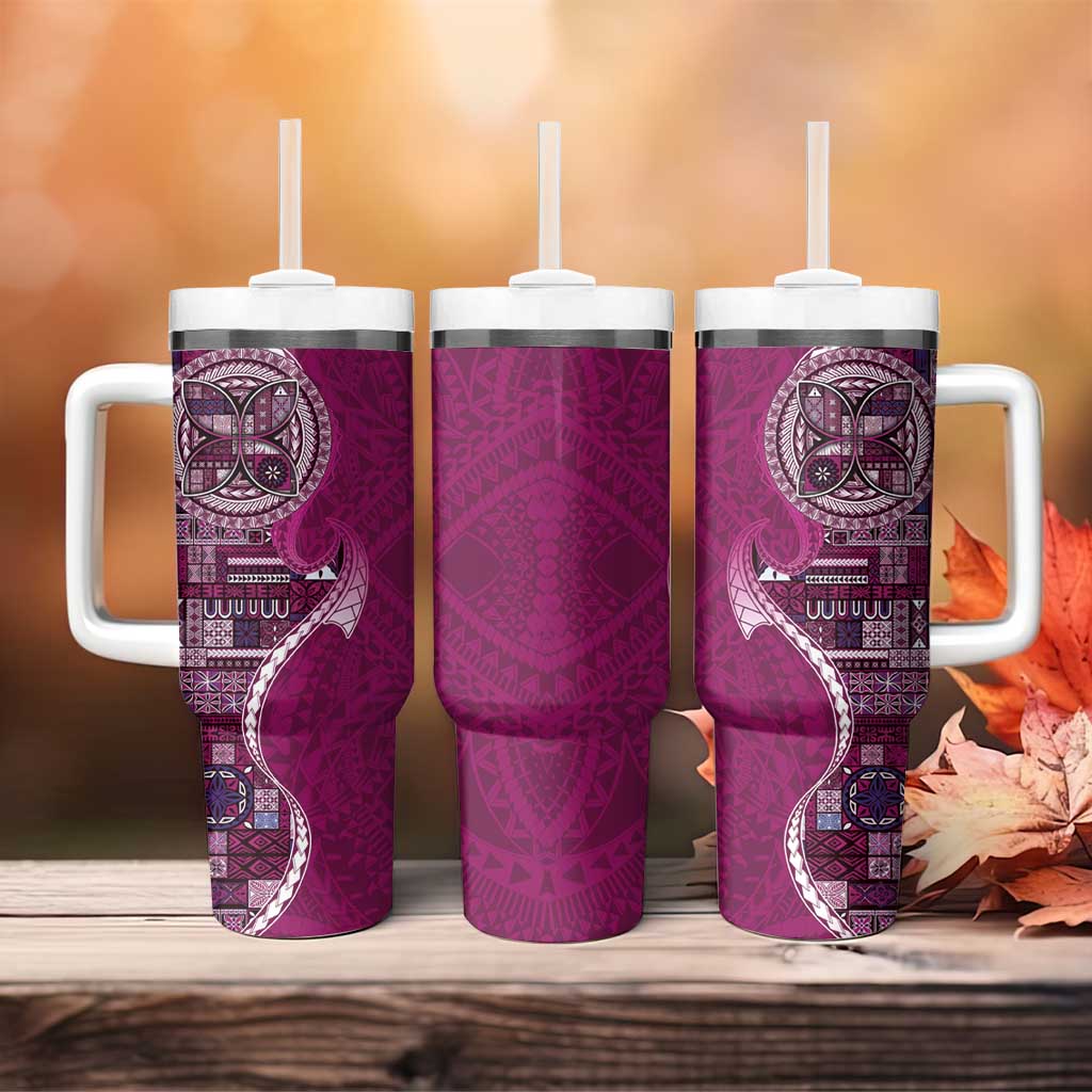 Samoan Siapo Art Tattoo Polynesian Pattern Tumbler With Handle Pink Color - Polynesian Pride